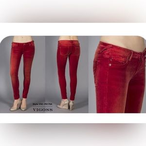 Vigoss red skinny raw hem velvet jeans - Size 29